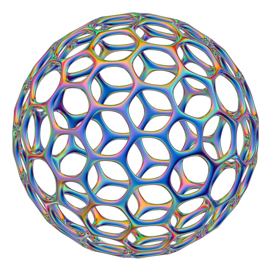 潮流酸性全息金属镭射机能彩虹3D立体几何图形png免抠图片素材【059】